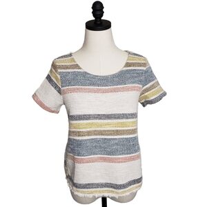 Green Envelope Made in the USA Knit Top. Multi color Stripe. Size M